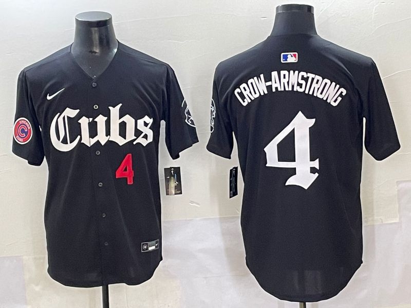 Men 2025 Chicago Cubs #4 Crow-Armstrong Black Five generations Joint Name Nike MLB Jersey style 9->chicago cubs->MLB Jersey